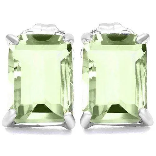 1.90 CT GREEN AMETHYST 925 STERLING SILVER EARRINGS STUD