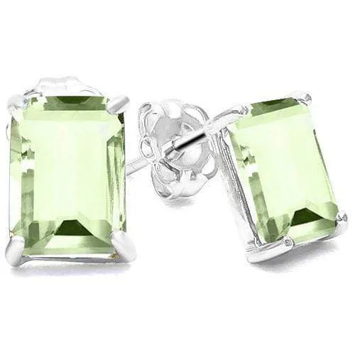 1.90 CT GREEN AMETHYST 925 STERLING SILVER EARRINGS STUD