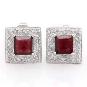 2 CARAT GARNET   925 STERLING SILVER EARRINGS