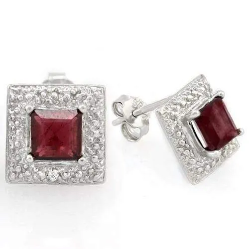 2 CARAT GARNET   925 STERLING SILVER EARRINGS