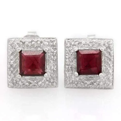 2 CARAT GARNET   925 STERLING SILVER EARRINGS