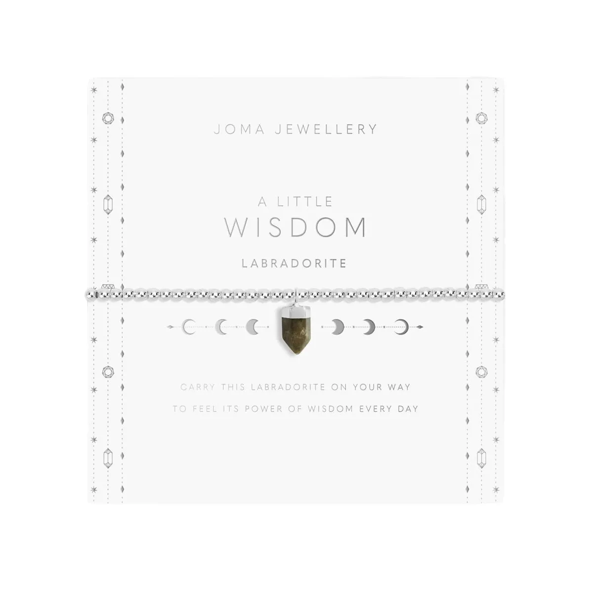 A Little 'Wisdom' Affirmation Crystal Bracelet | Silver Plated with Labradorite