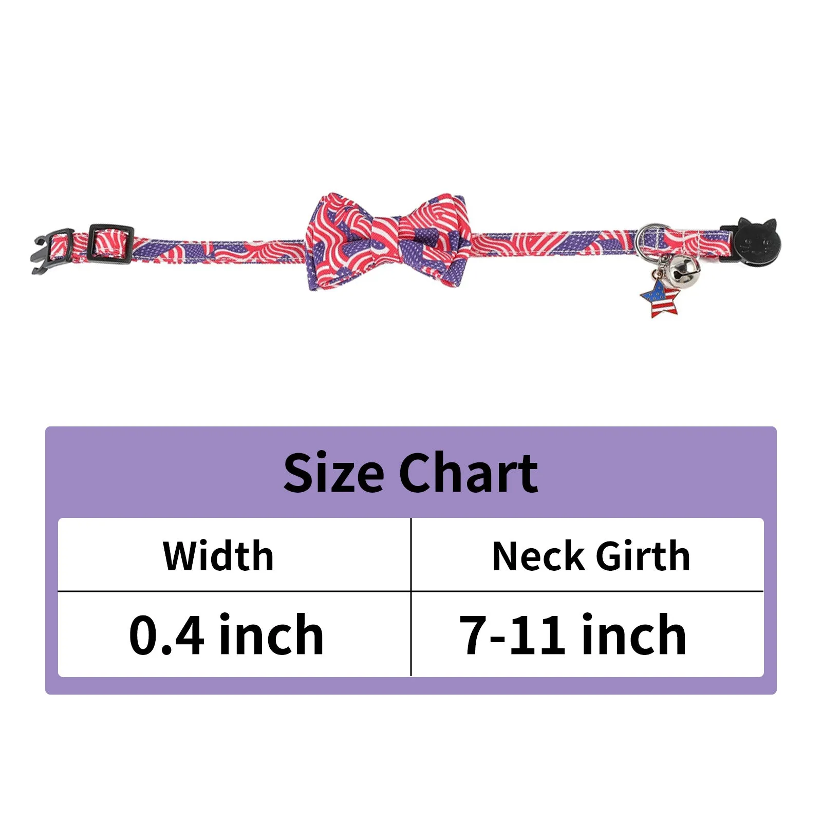 Aiitle American Flag Cat Collar with Bell Bow Tie Star
