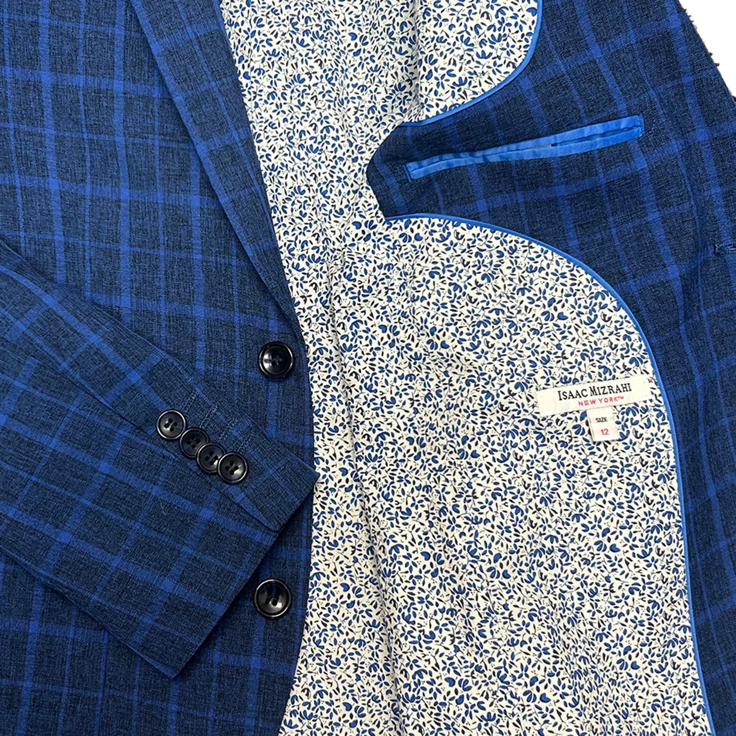 American Exchange Boys WindowPane Blazer-Navy