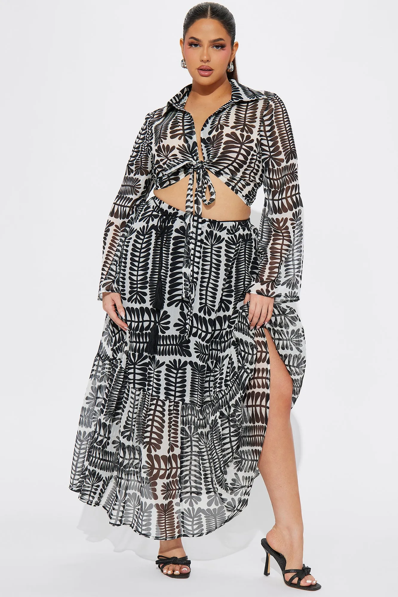Another Vacation Skirt Set  - Black/White
