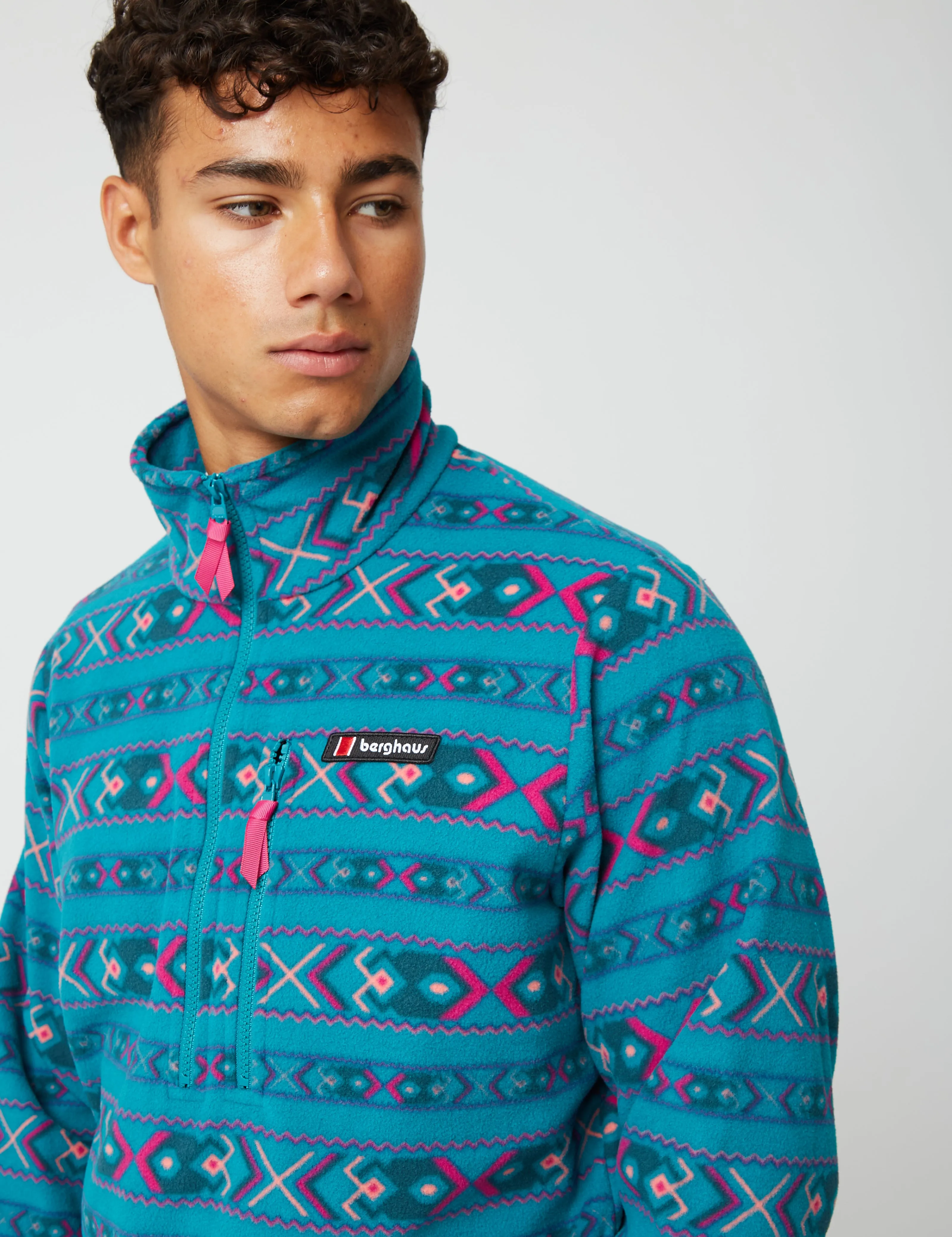 Berghaus Dean Street Prism Trango Half-Zip Sweatshirt - Tea Rose/Deep Lake Aztek