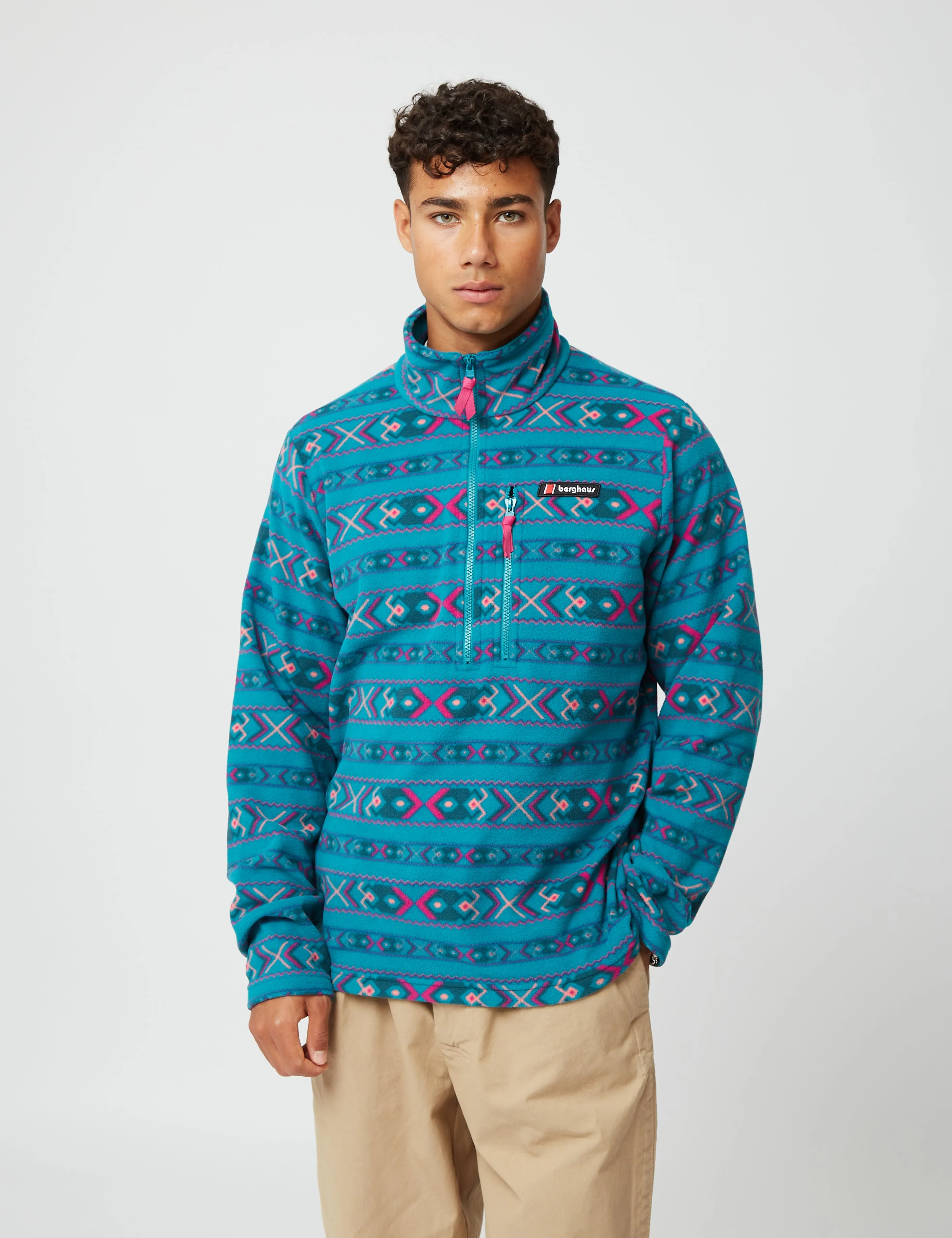 Berghaus Dean Street Prism Trango Half-Zip Sweatshirt - Tea Rose/Deep Lake Aztek