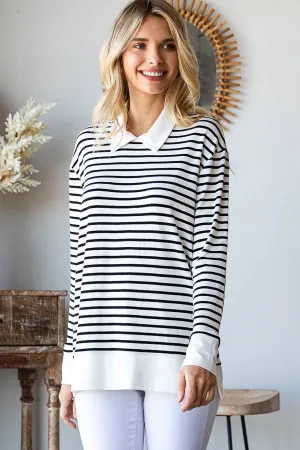 Black & White Stripe Sweatshirt Top