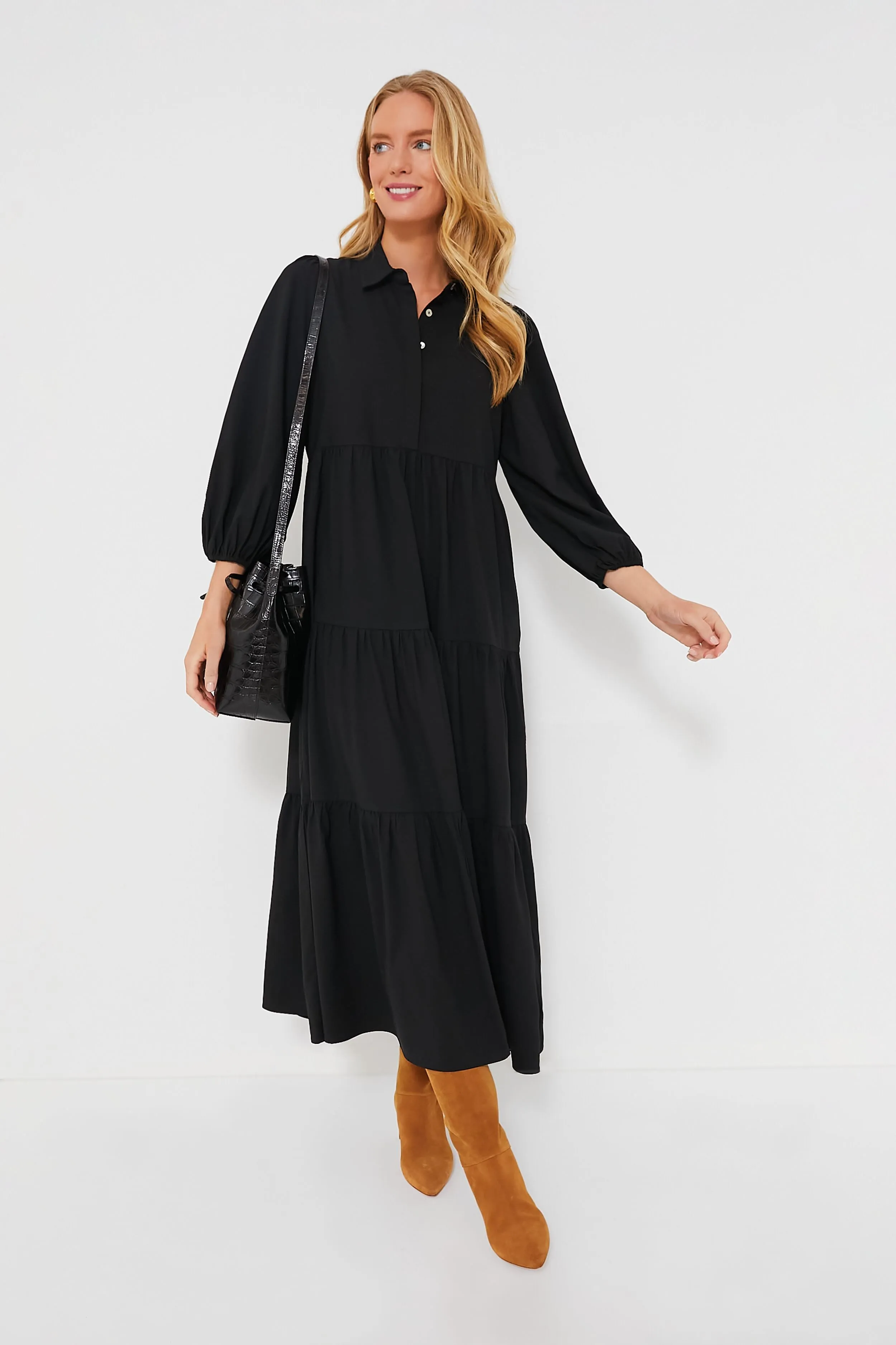 Black Crepe Mabel Maxi Dress