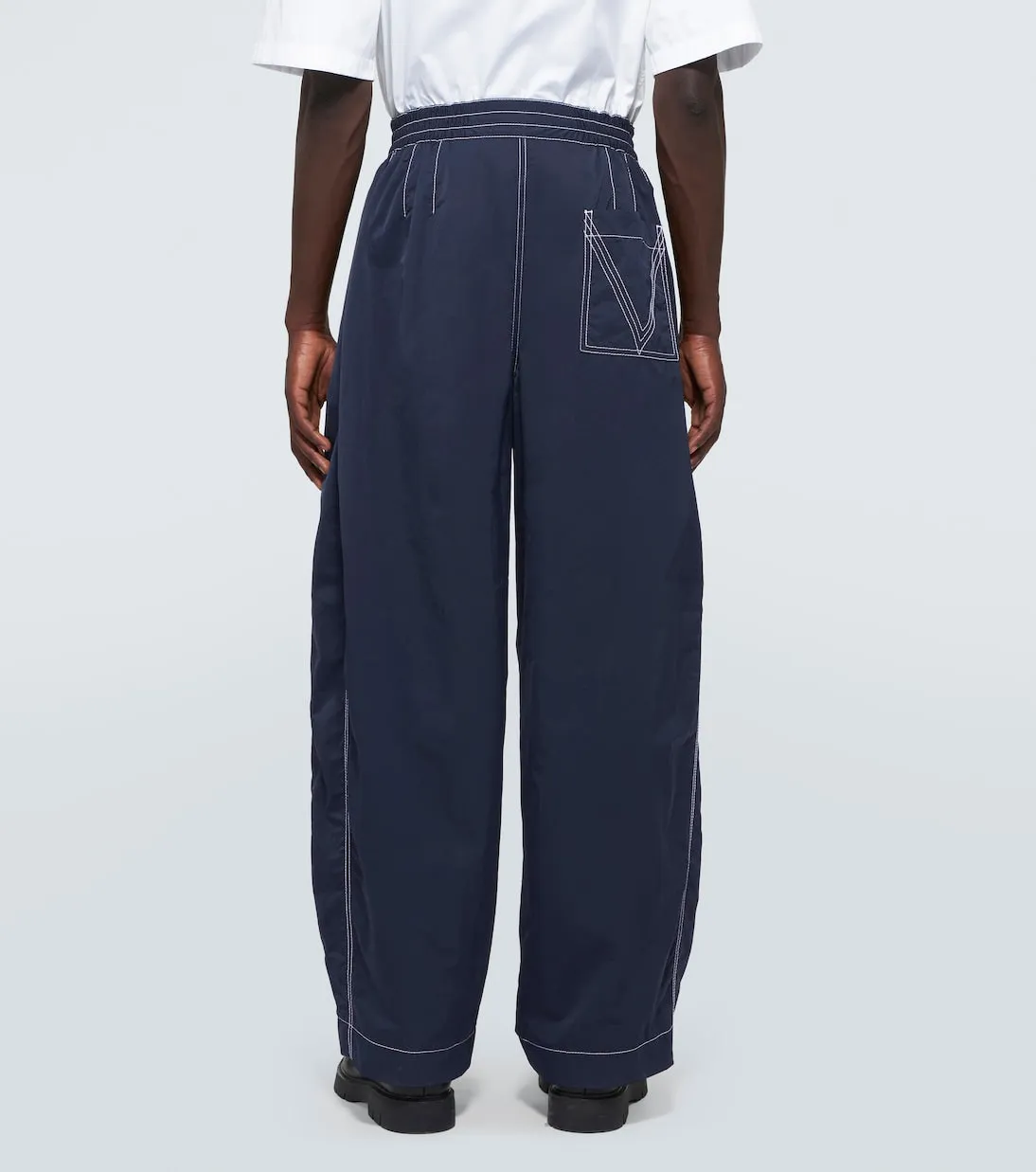Bottega Veneta High Waist Barrel Pants, Blue