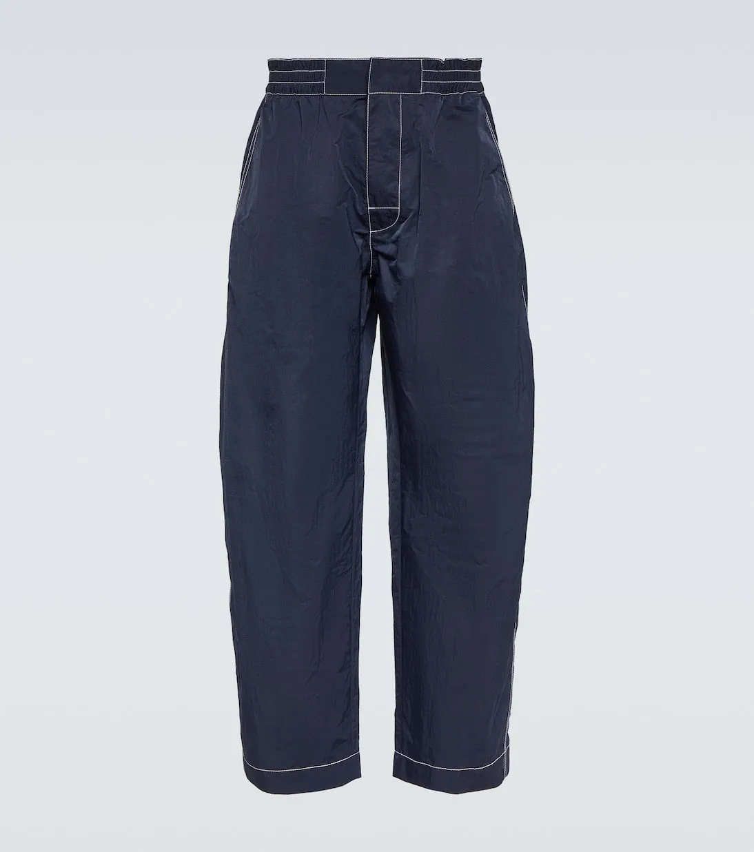 Bottega Veneta High Waist Barrel Pants, Blue