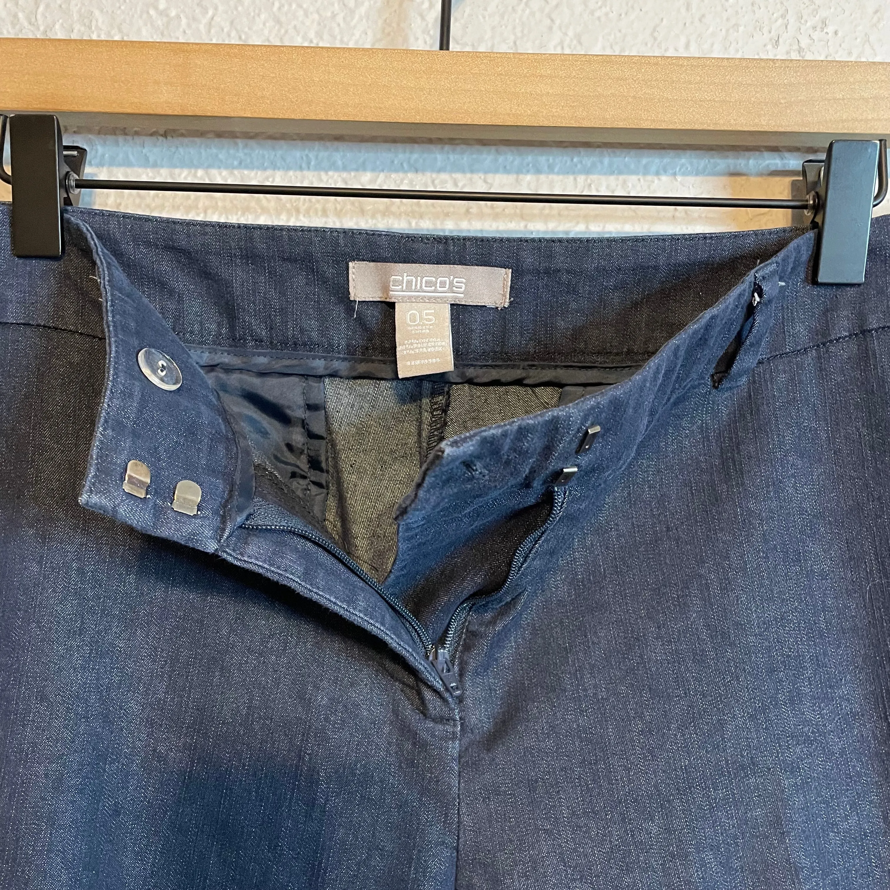 Chambray Cropped Dress Pants