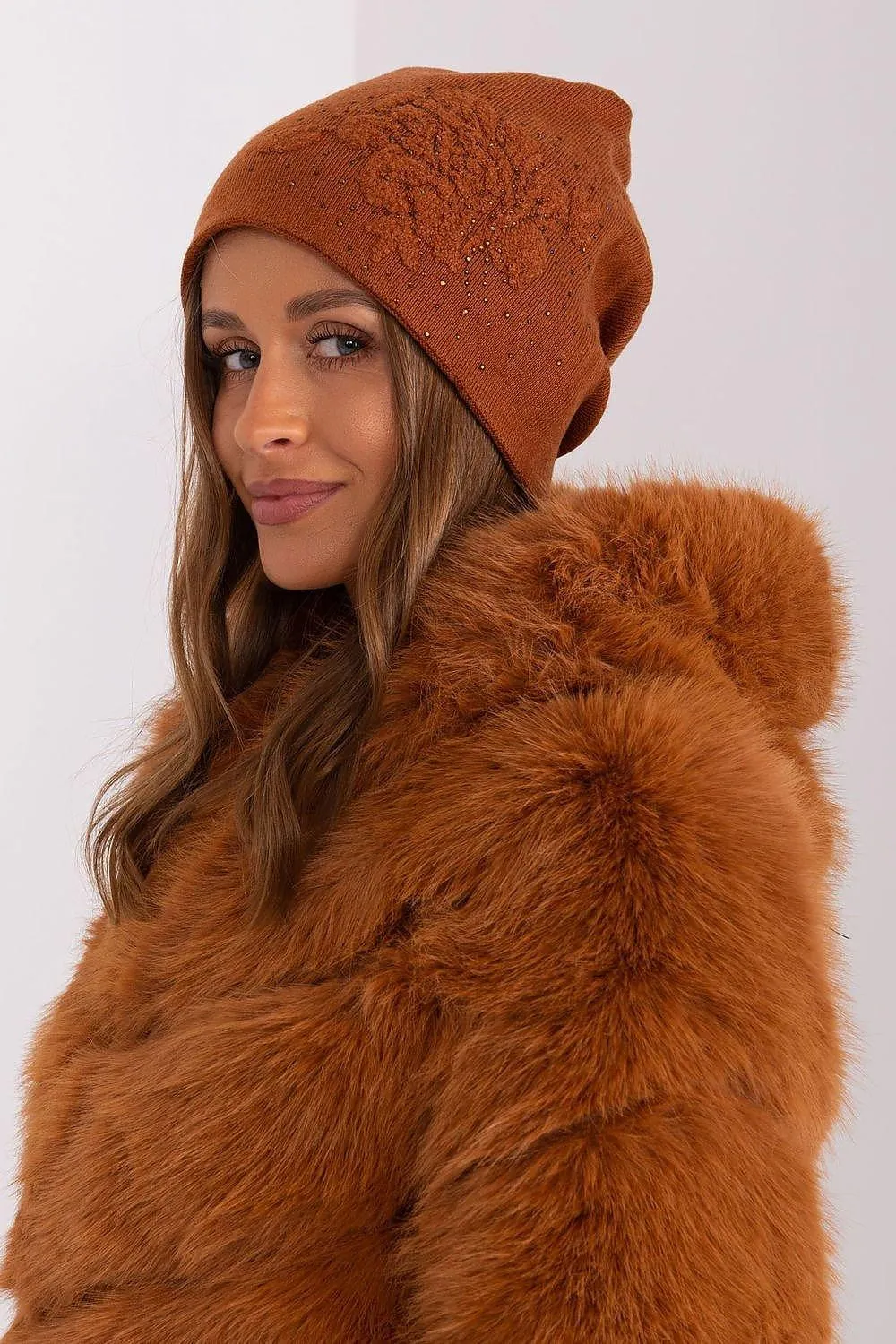 Chic Cashmere Beanie with Sparkling Rhinestone Accents