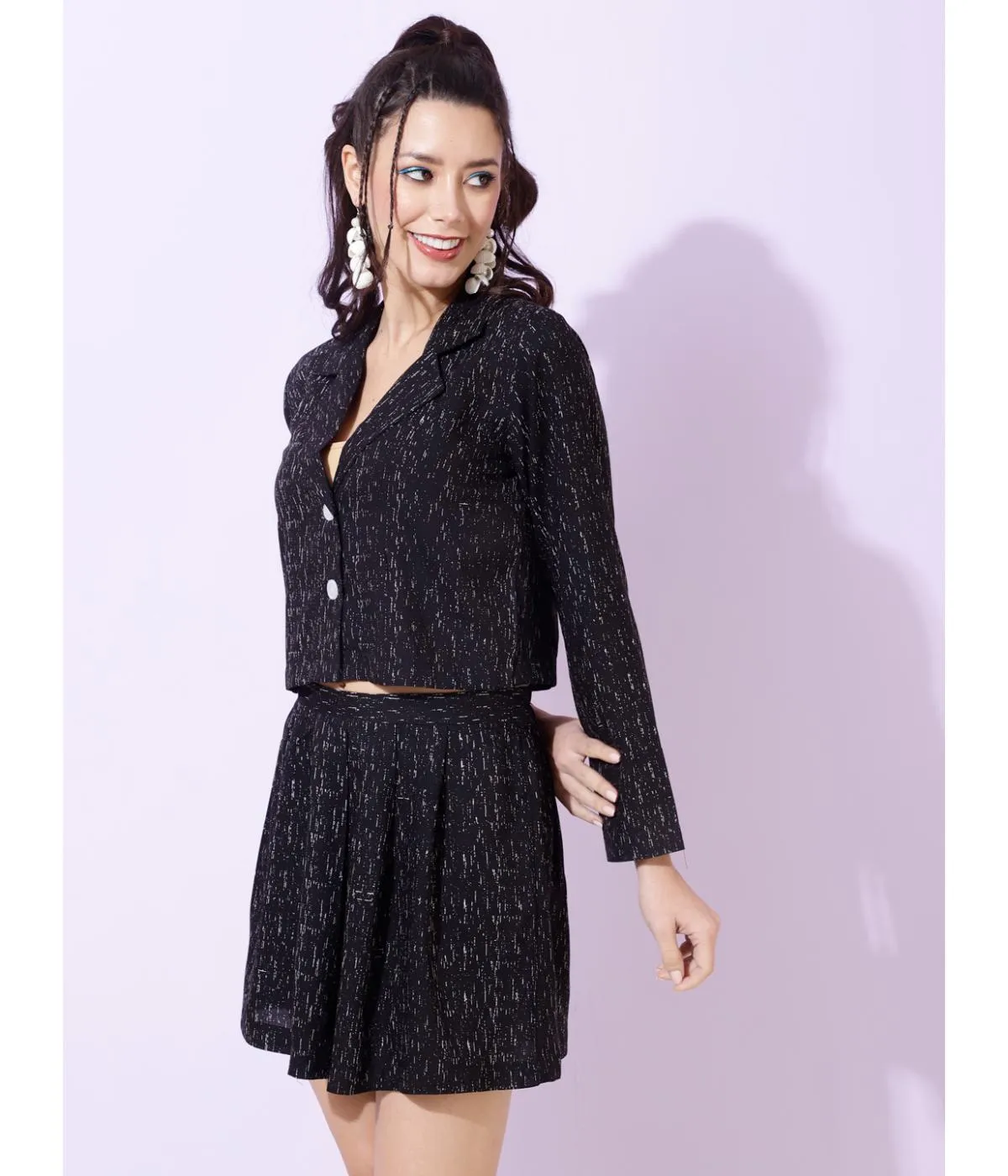 Chic Printed  Blazer and Skirt Co-Ord