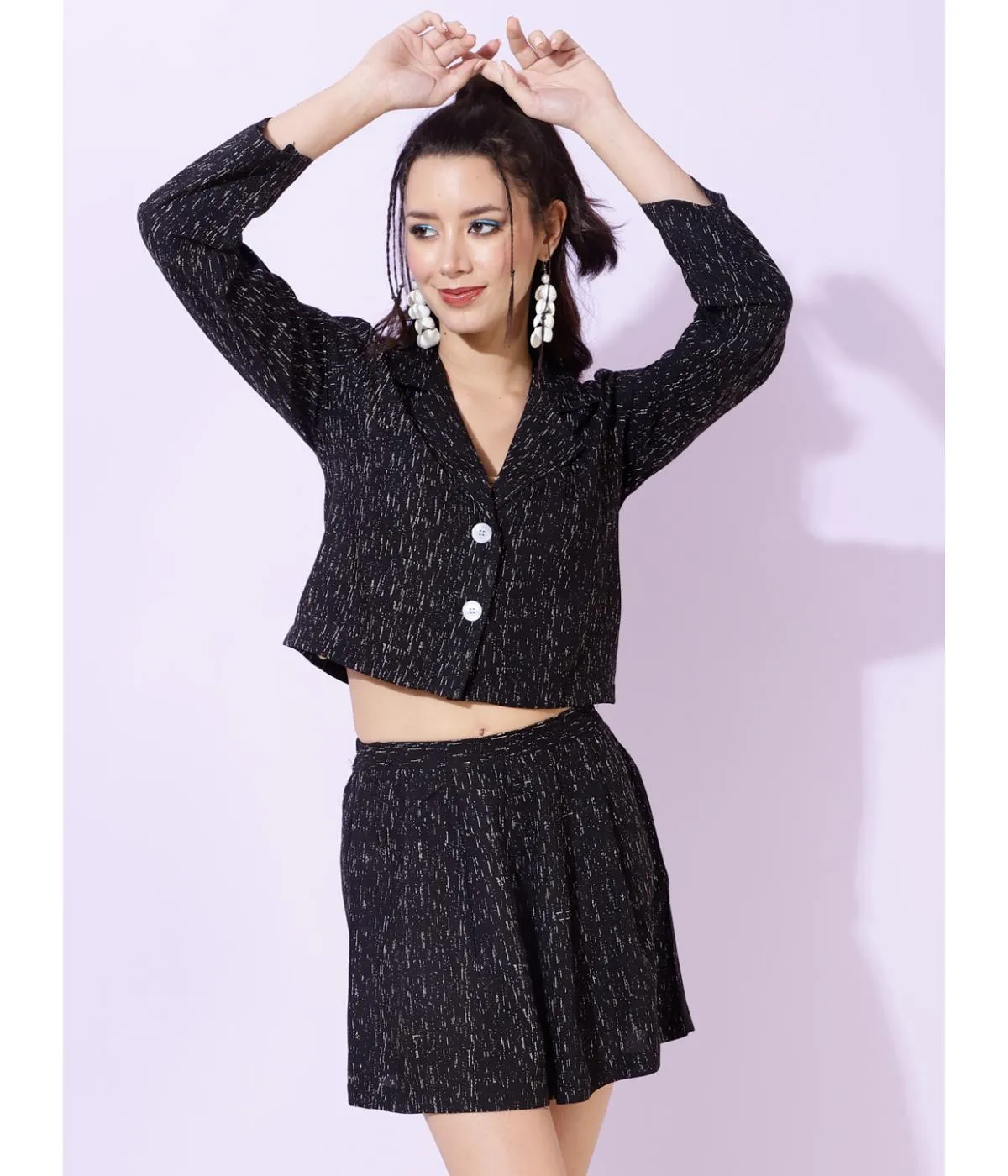 Chic Printed  Blazer and Skirt Co-Ord