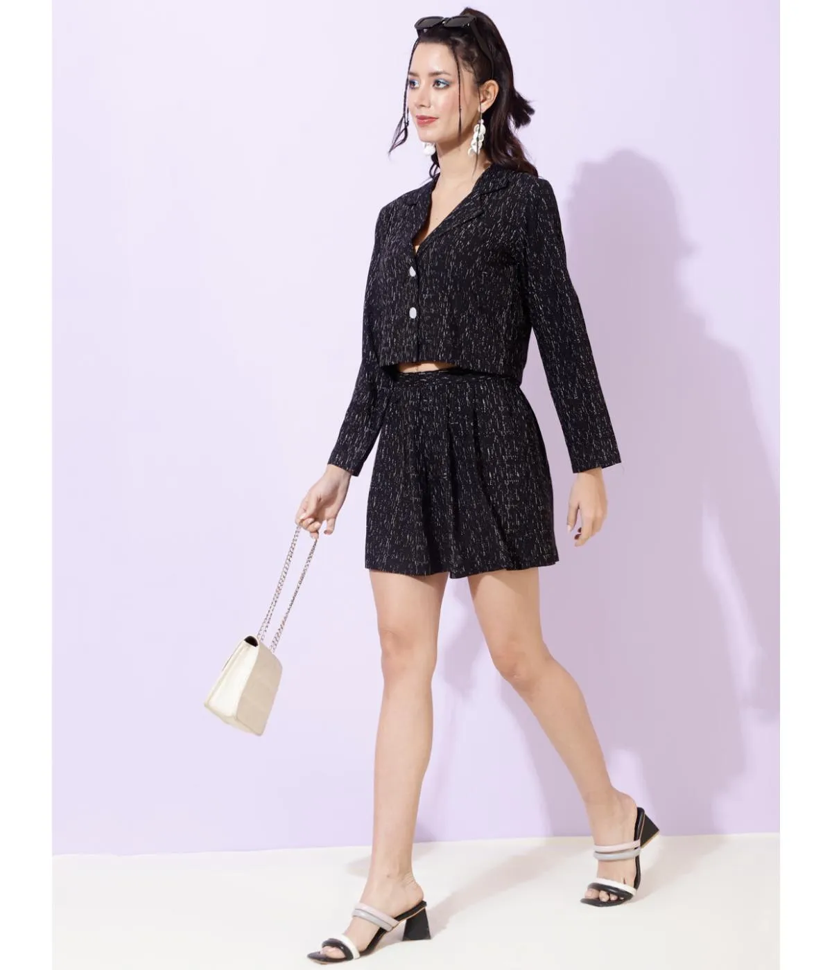 Chic Printed  Blazer and Skirt Co-Ord
