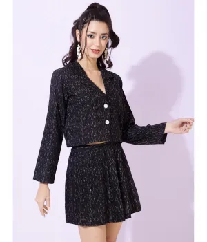 Chic Printed  Blazer and Skirt Co-Ord