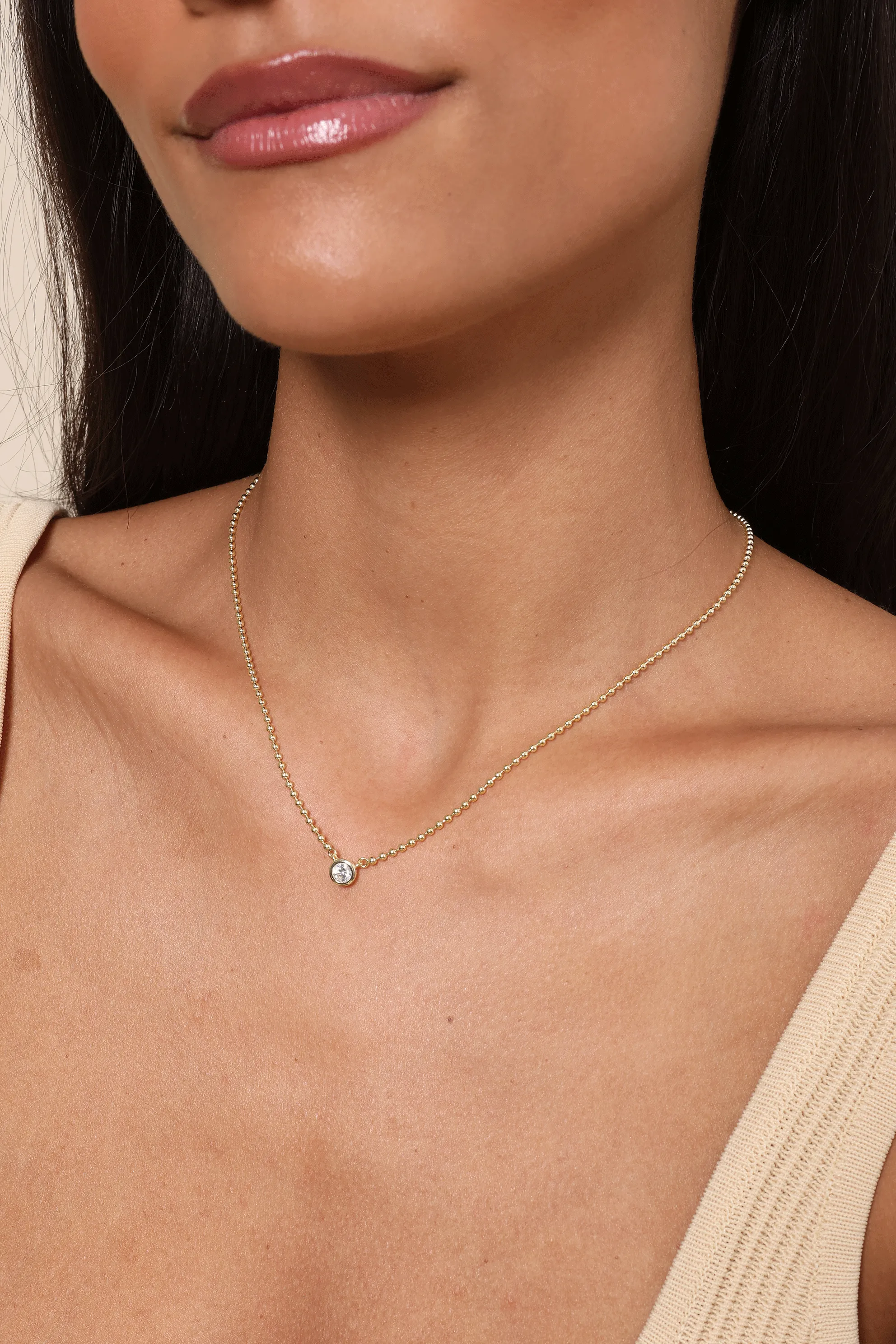 Clayton Bezel Ball Chain Necklace