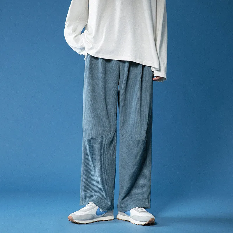 Corduroy high waist loose drape straight casual plus velvet thick trousers