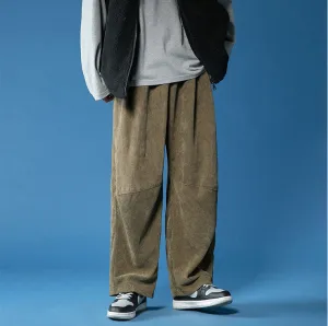 Corduroy high waist loose drape straight casual plus velvet thick trousers
