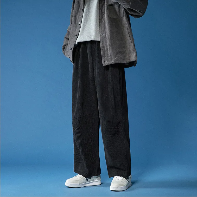 Corduroy high waist loose drape straight casual plus velvet thick trousers