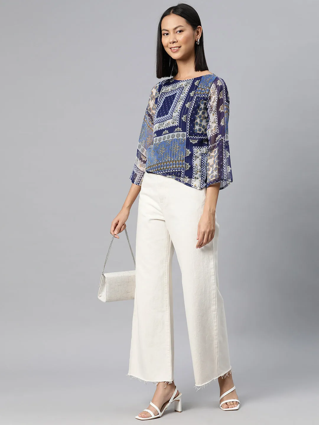 Cottinfab Print Layered Georgette Top