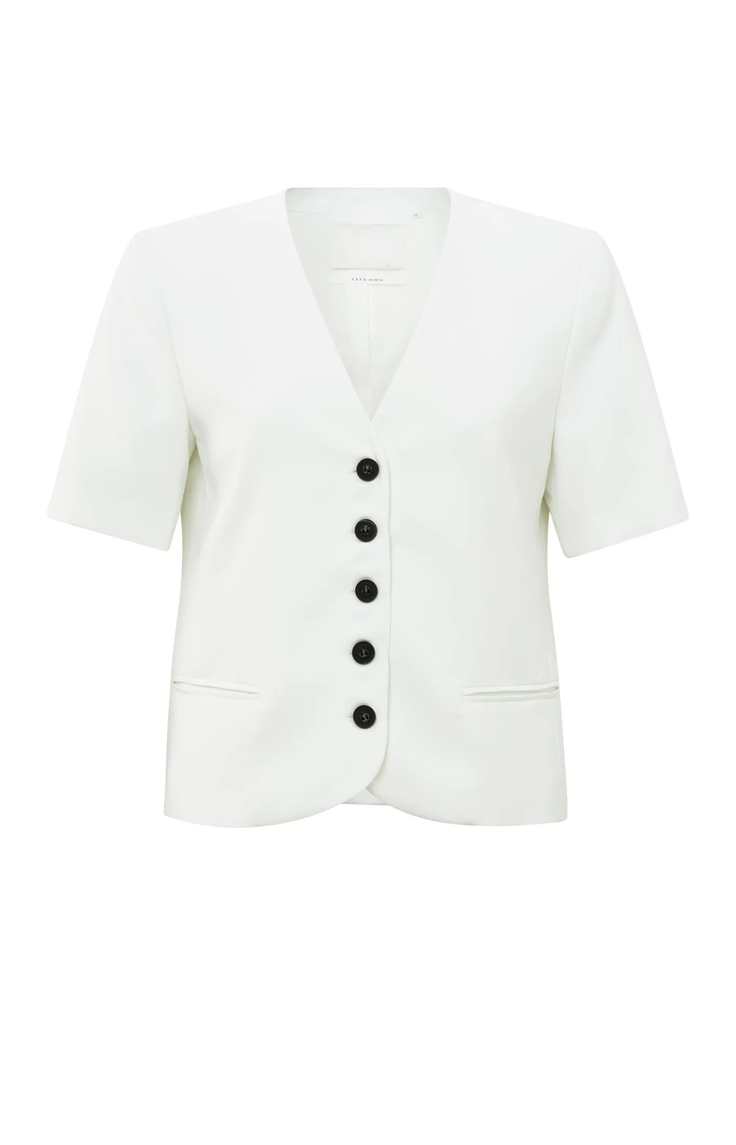 Cropped blazer with short sleeves and buttons