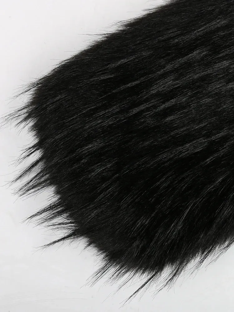 Cropped Motorcycle Faux Leather & Fur Jacket