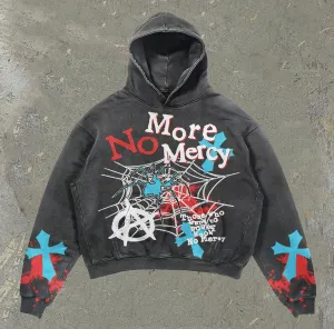 cross spider print casual street hoodie