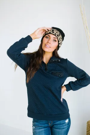 Cuffed Animal Print Beanie