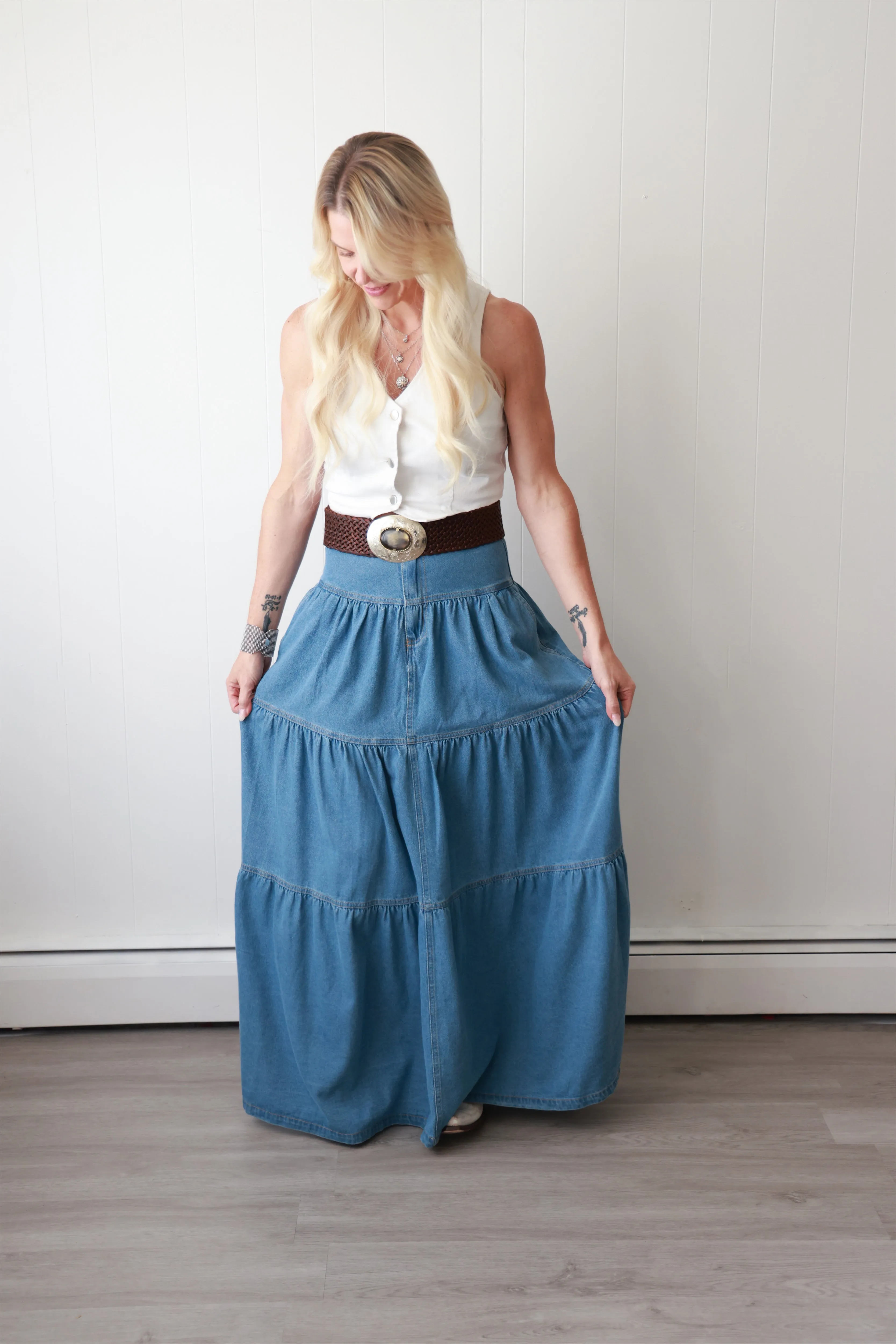 Denim Delight Maxi Skirt
