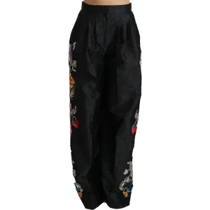 Dolce & Gabbana Elegant High Waist Wide Leg Floral Pants