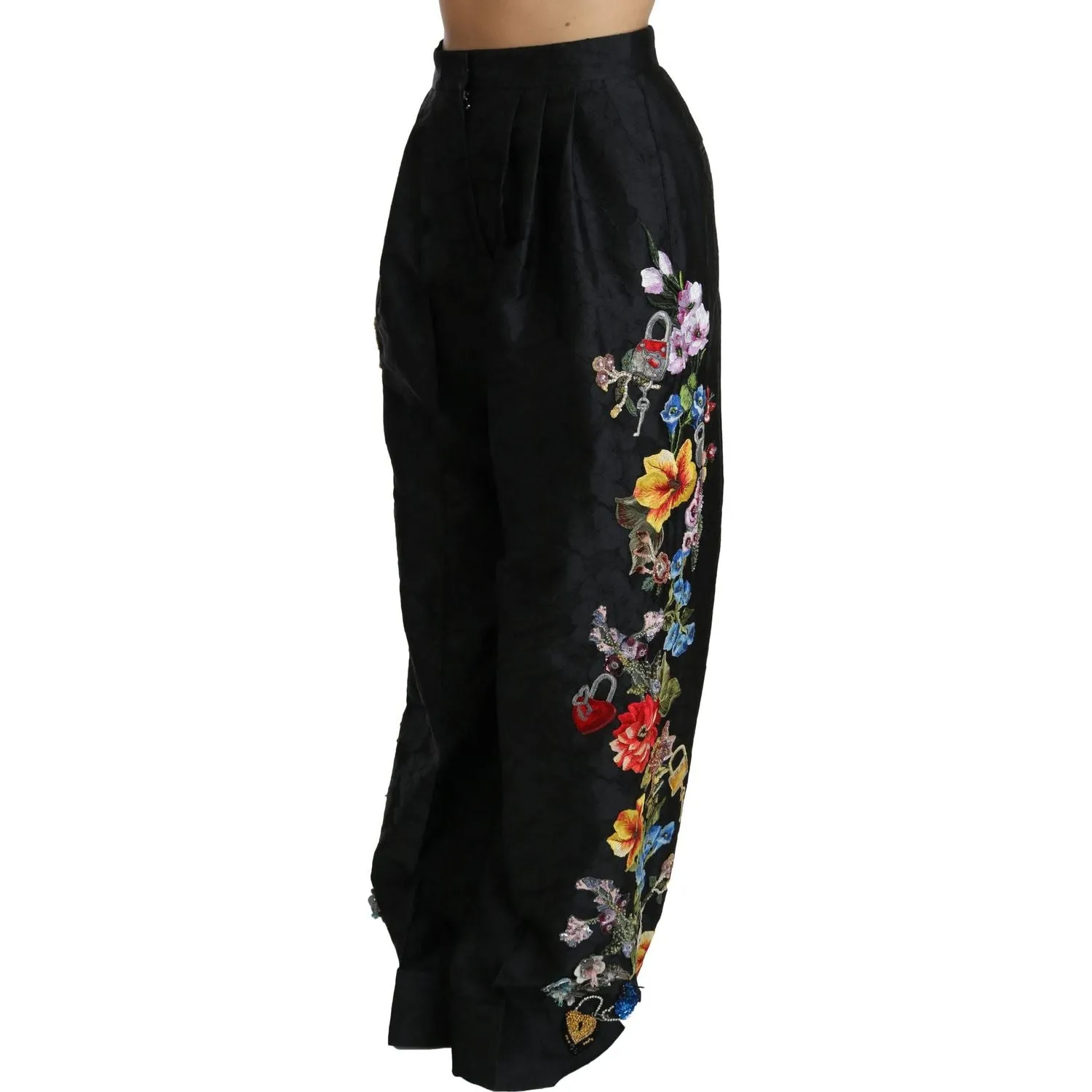 Dolce & Gabbana Elegant High Waist Wide Leg Floral Pants