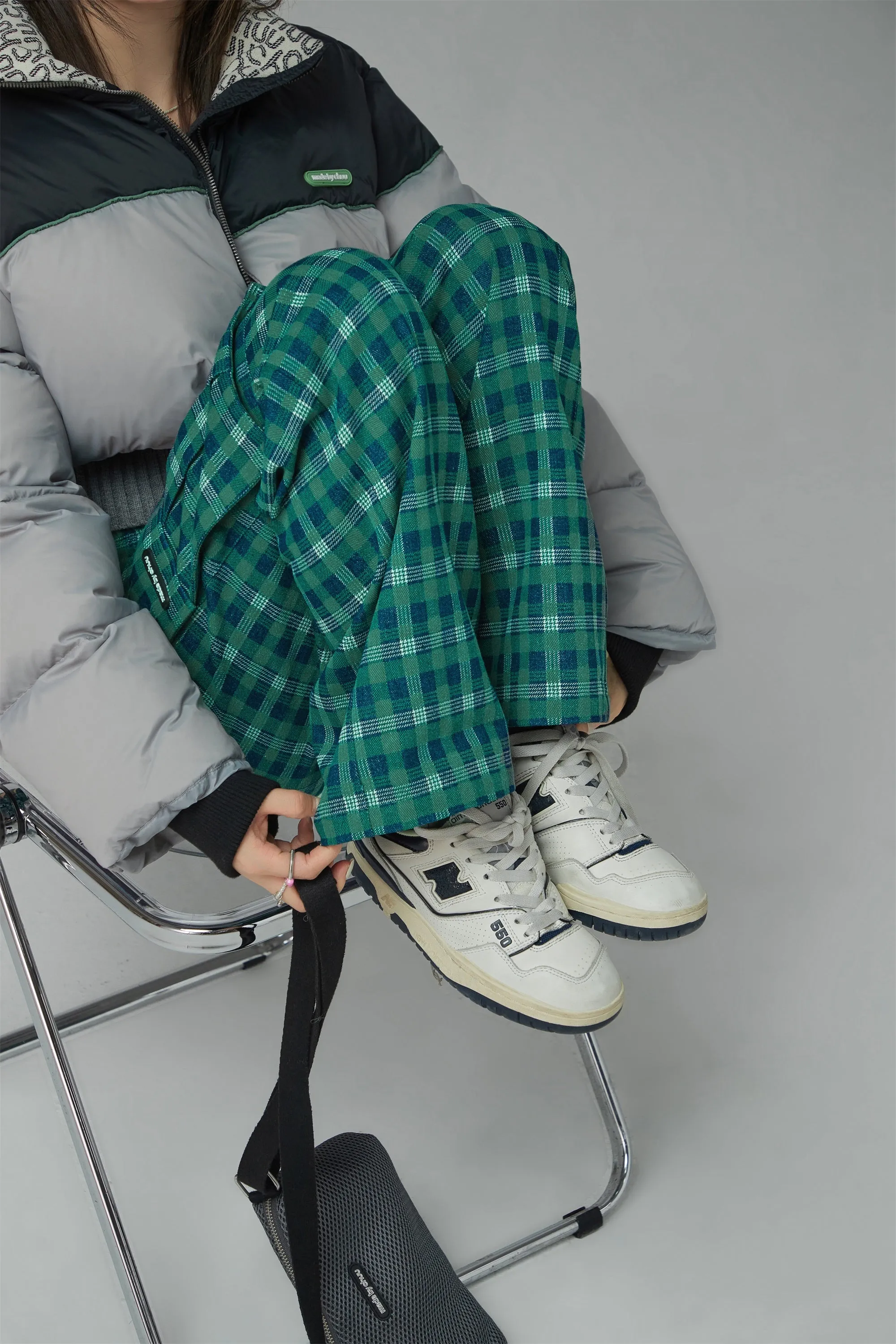 Down To Earth Check High Waist Cargo Pants
