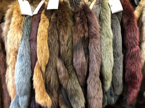 Dyed Blue Fox Tail Parka Hood Ruffs