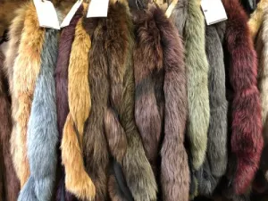Dyed Blue Fox Tail Parka Hood Ruffs