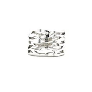Fashion 14mm Ring with Wavy Open Work in Sterling Silver
