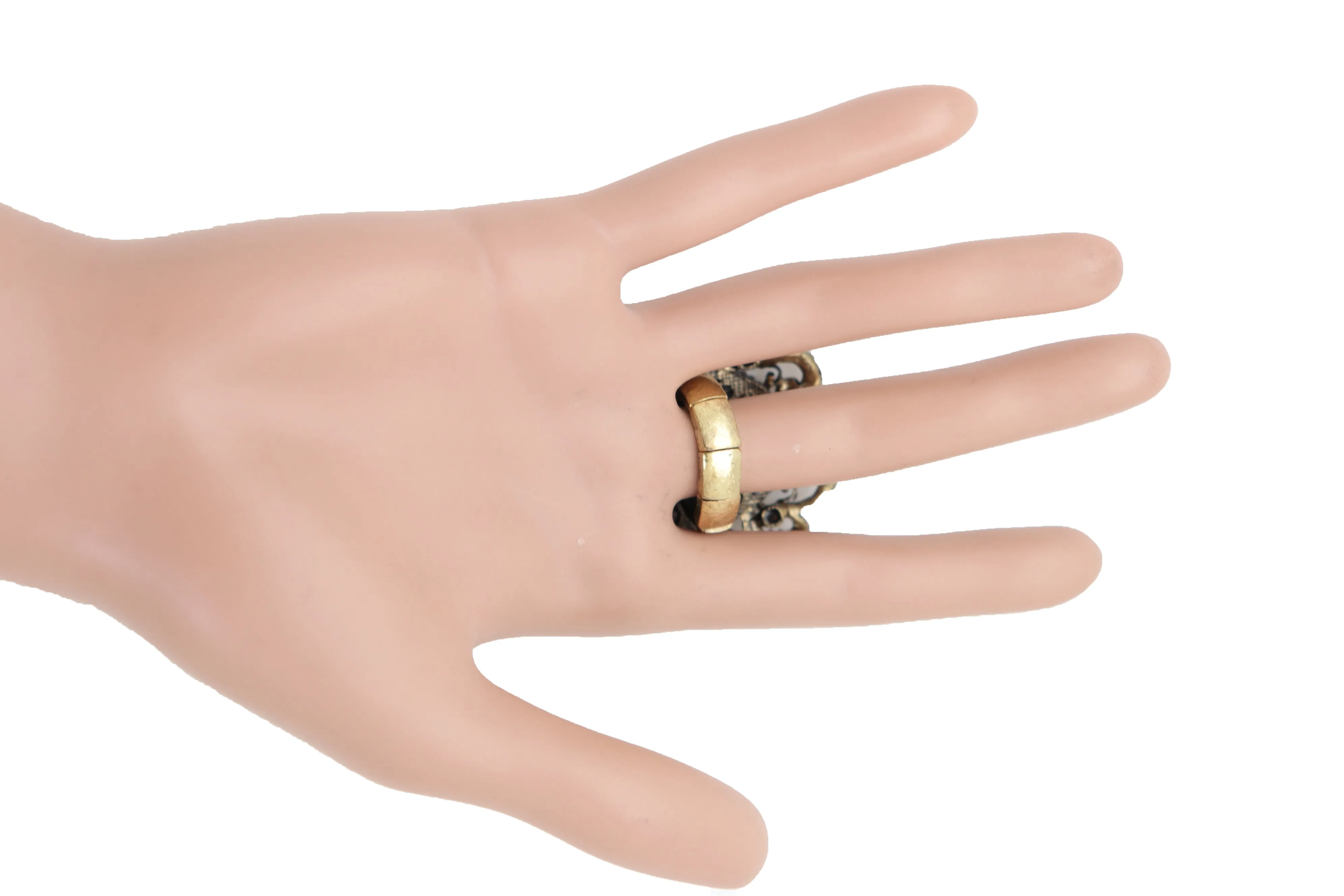 French Style Filigree Fleur De Lis Gold Metal Big Fashion Ring