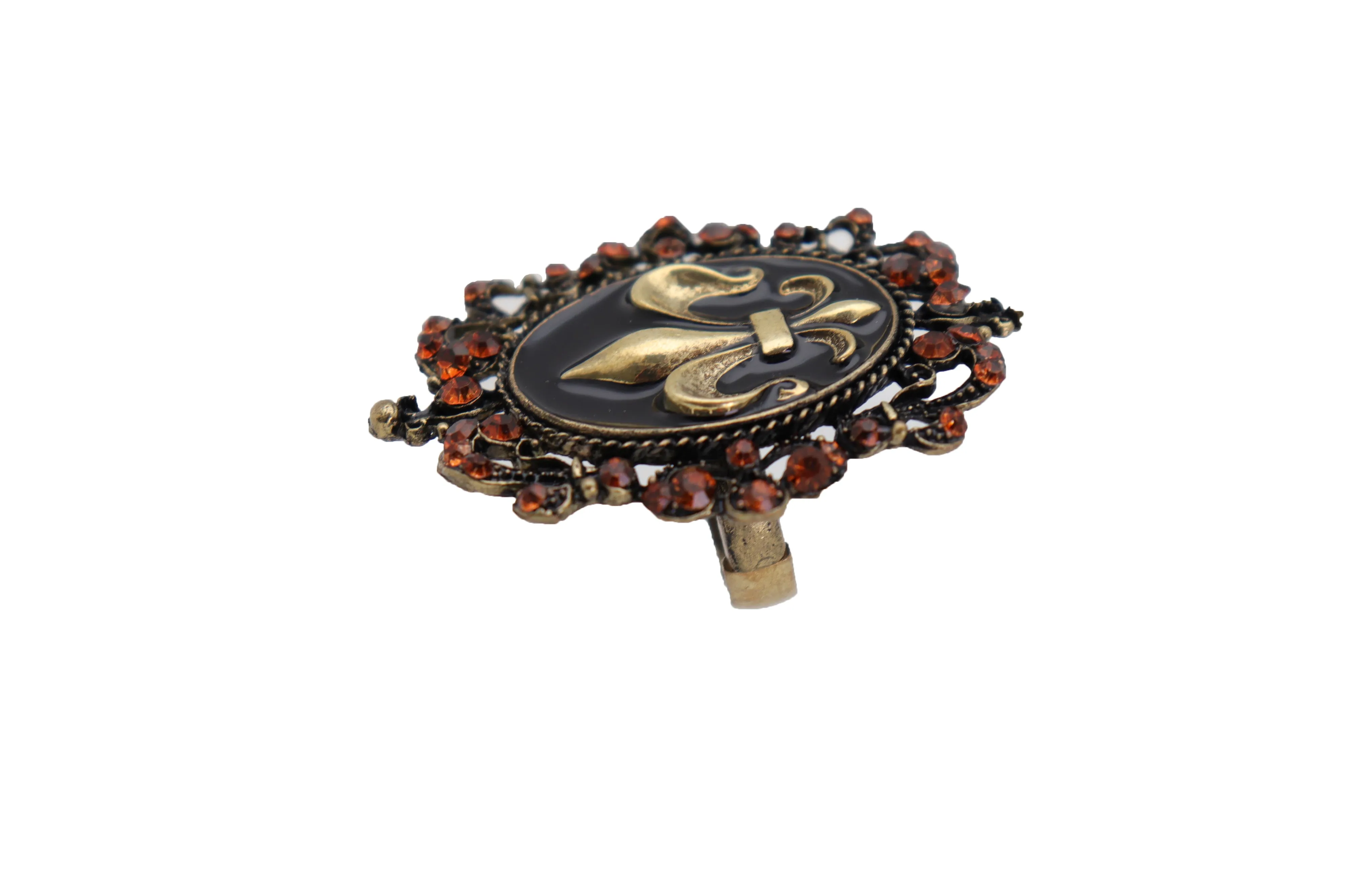 French Style Filigree Fleur De Lis Gold Metal Big Fashion Ring
