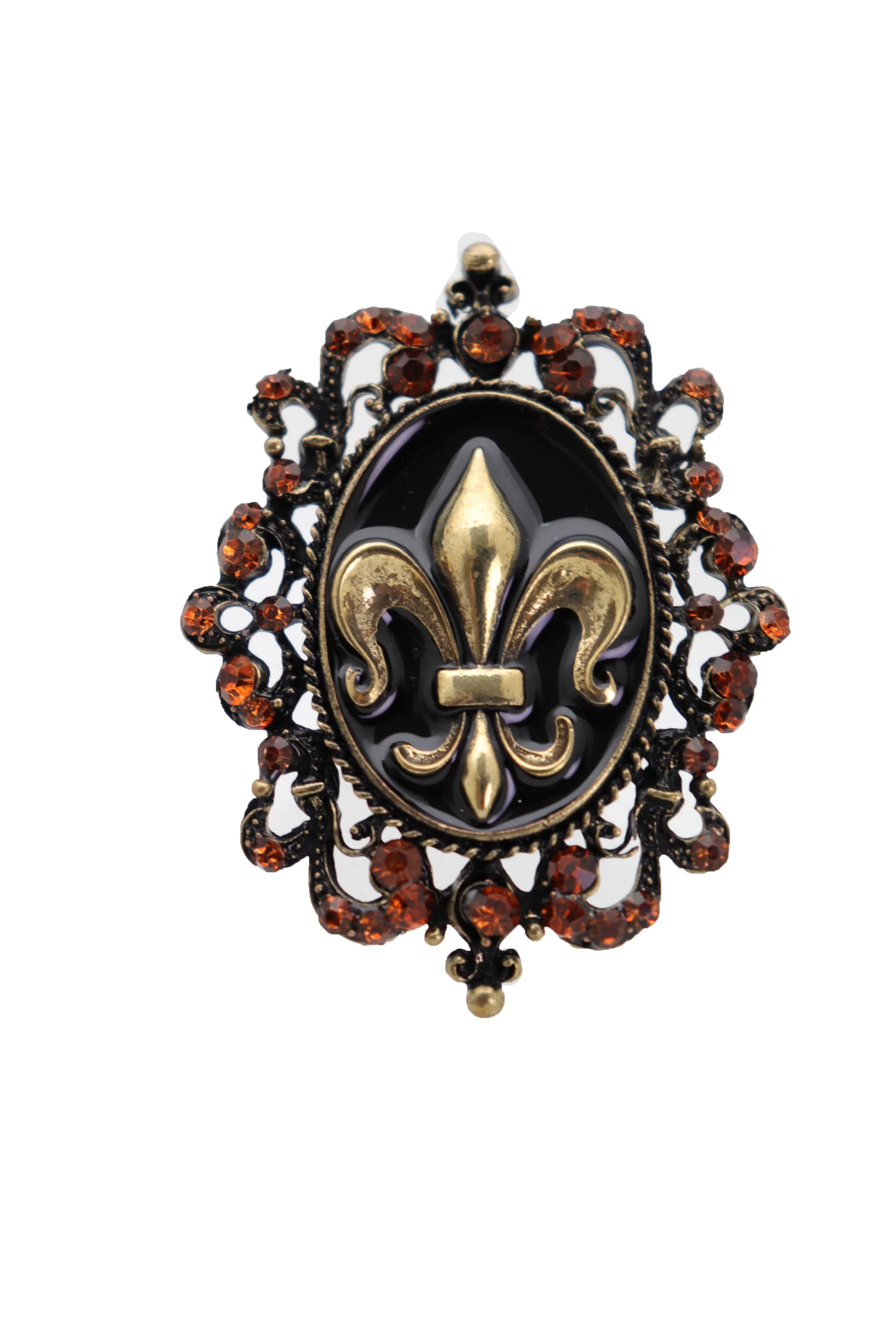 French Style Filigree Fleur De Lis Gold Metal Big Fashion Ring