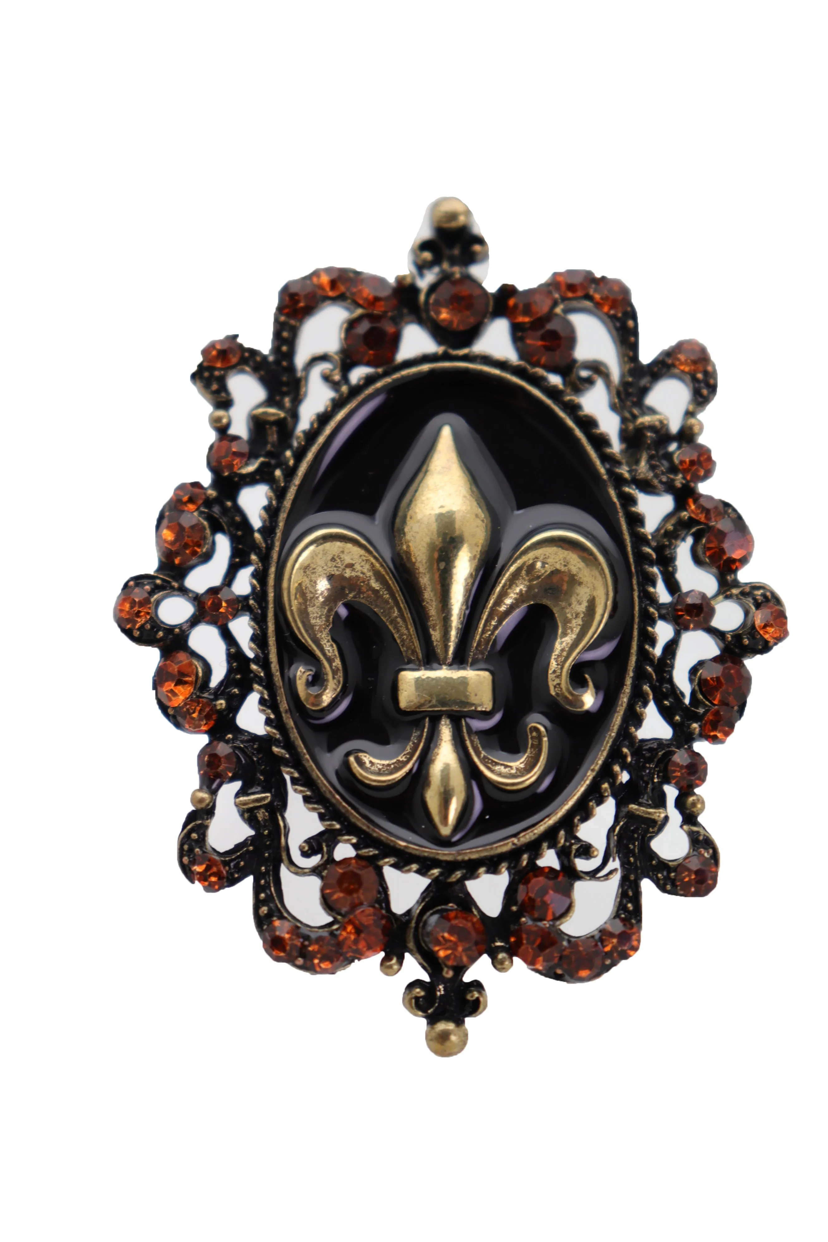 French Style Filigree Fleur De Lis Gold Metal Big Fashion Ring