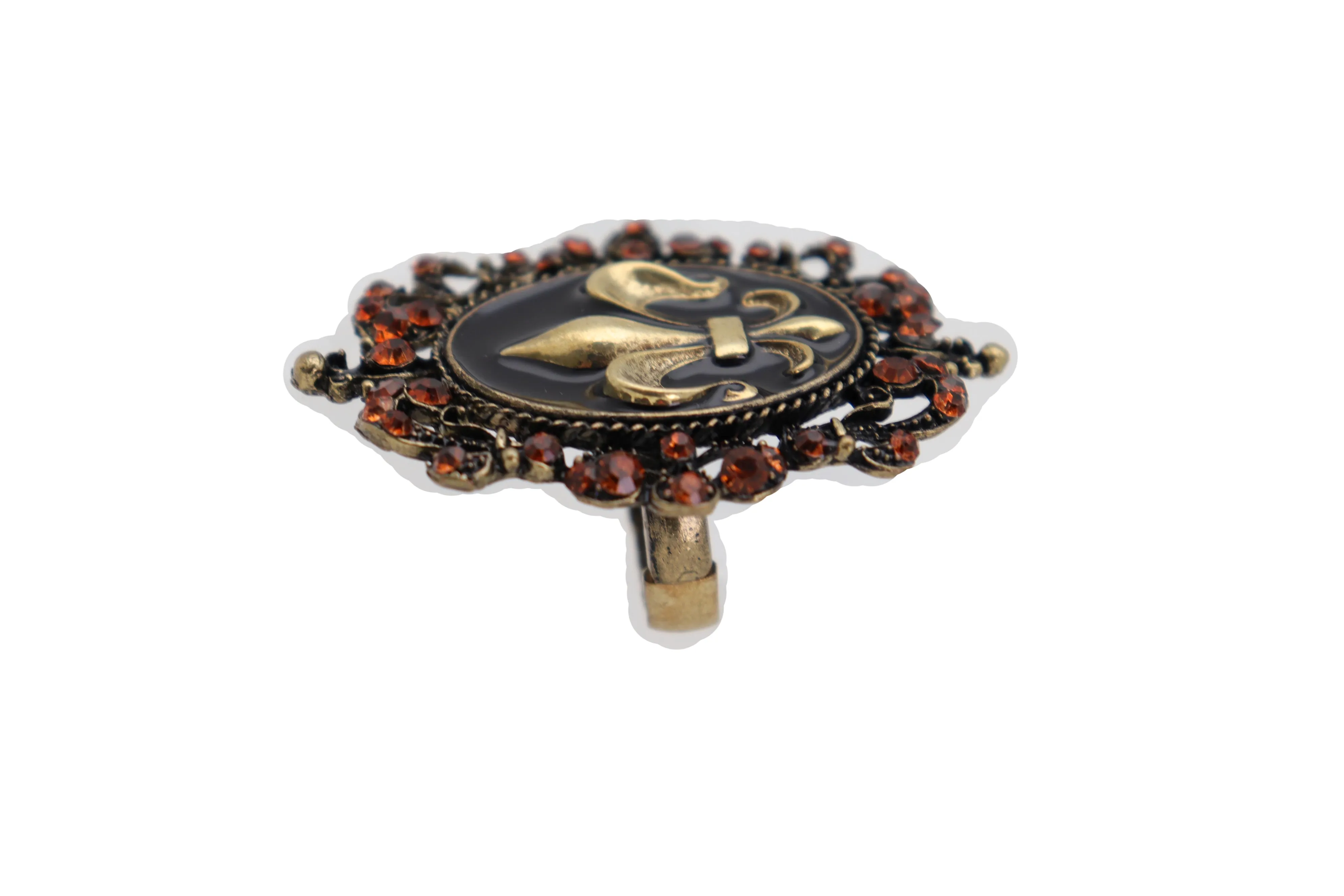 French Style Filigree Fleur De Lis Gold Metal Big Fashion Ring