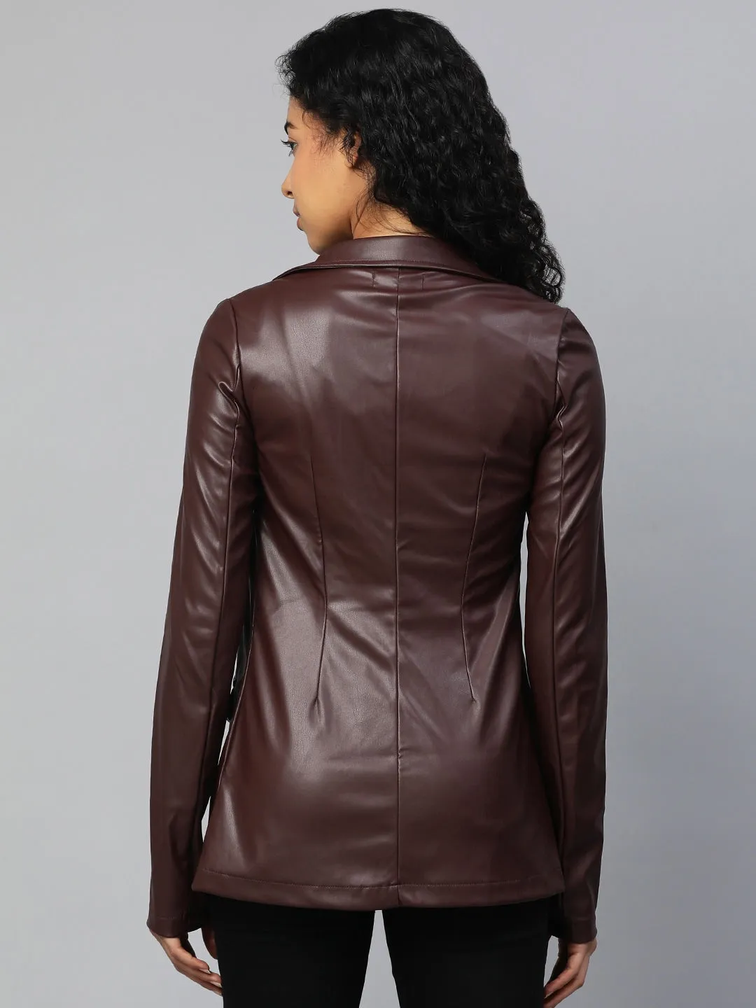 Genuine Leather Oversized Blazer | QAWACH