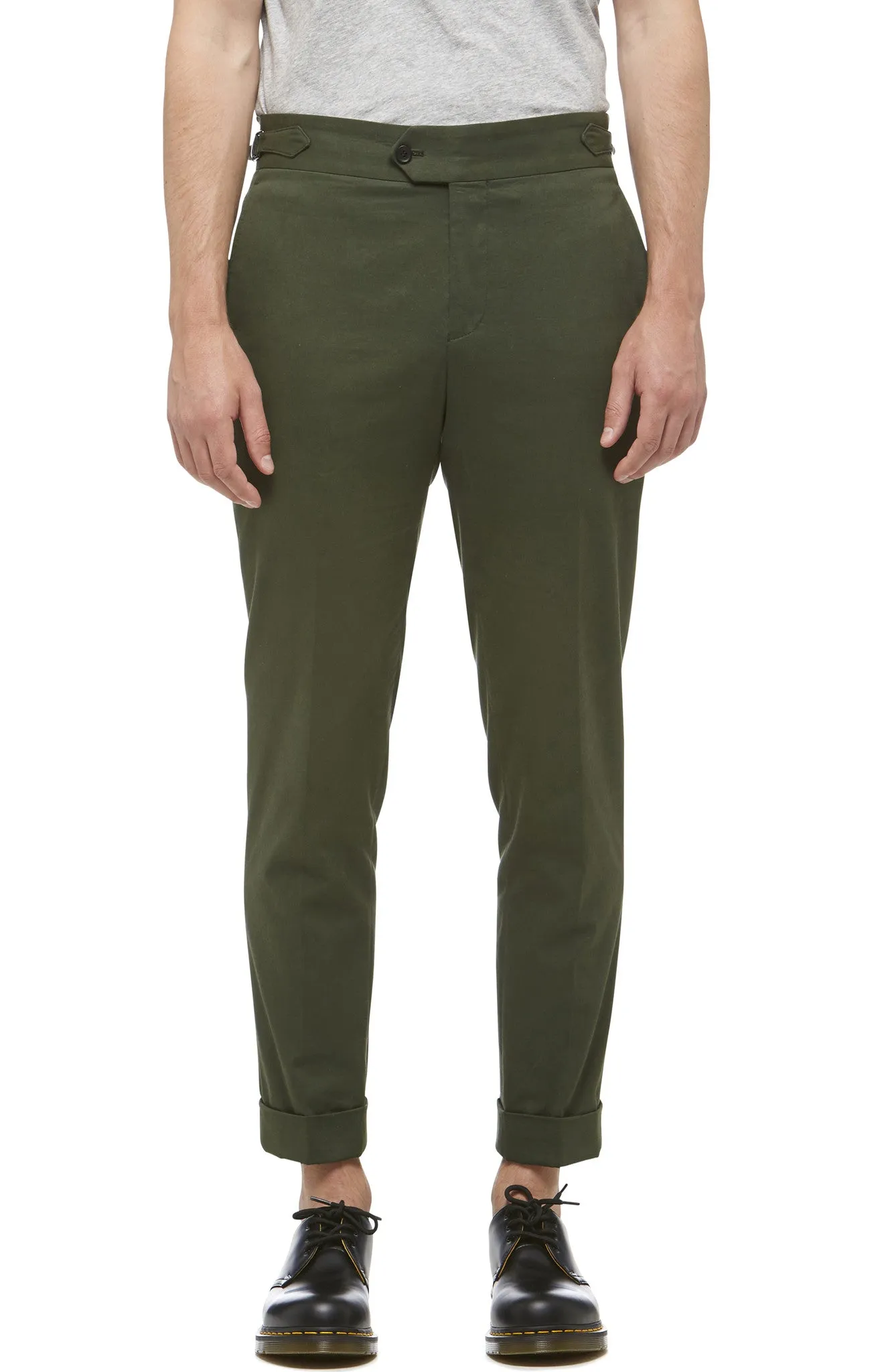 Green Cotton Cuffed Trouser