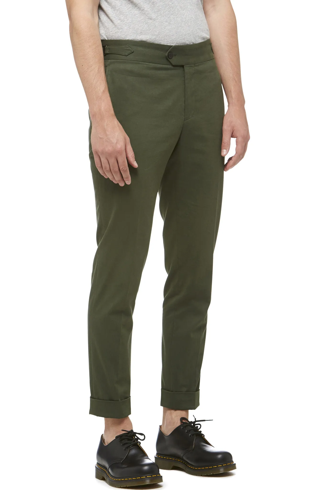 Green Cotton Cuffed Trouser