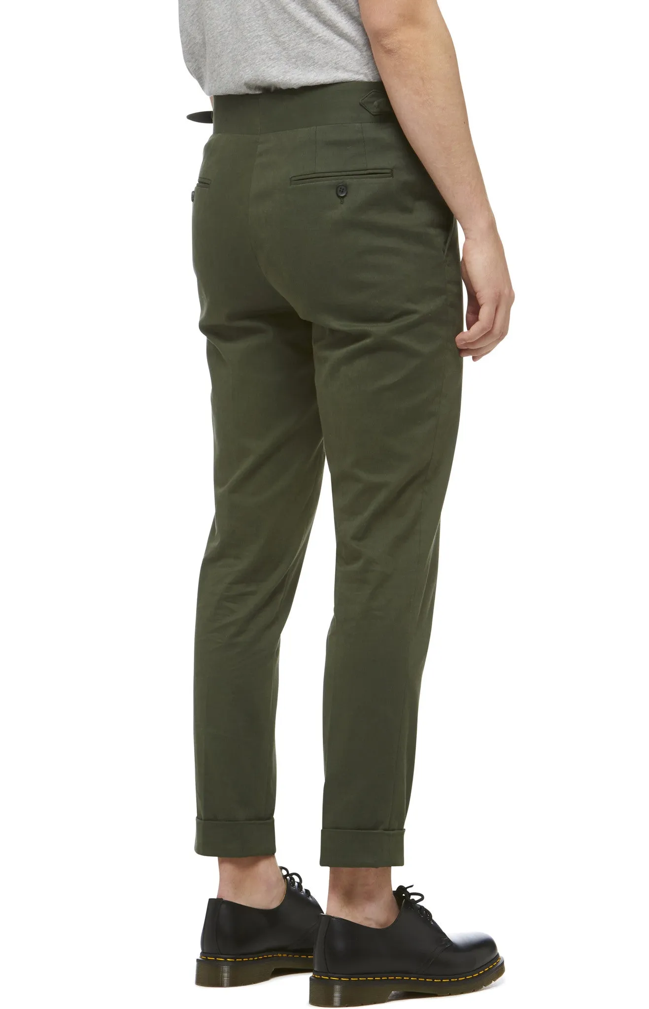 Green Cotton Cuffed Trouser