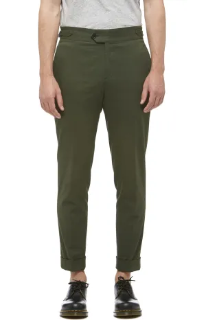 Green Cotton Cuffed Trouser