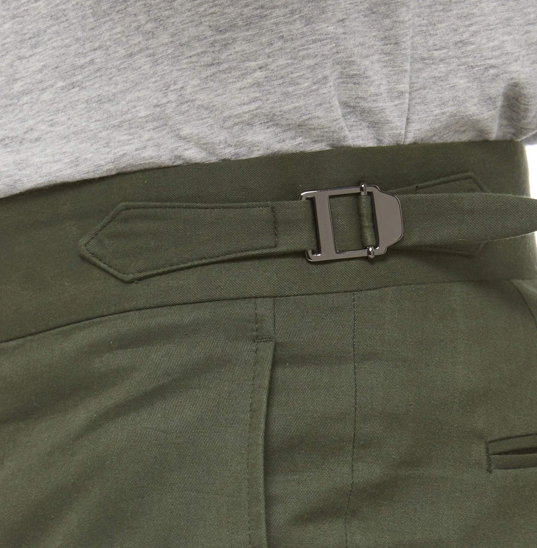 Green Cotton Cuffed Trouser