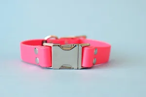 HARDWARE RETIREMENT SALE - Hot Pink & Nickel Biothane Dog Collar