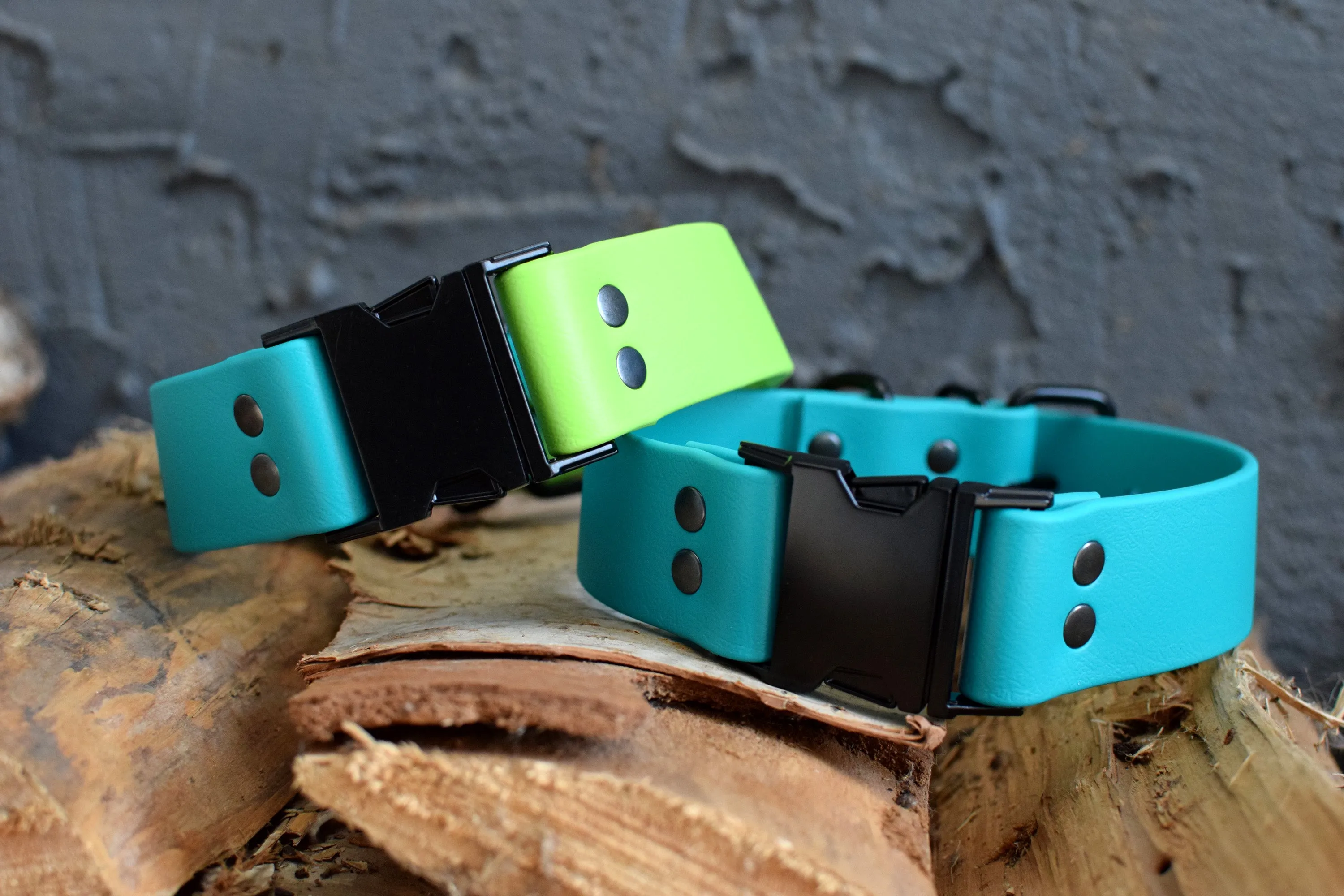 HARDWARE RETIREMENT SALE - Teal & Black Biothane Dog Collar